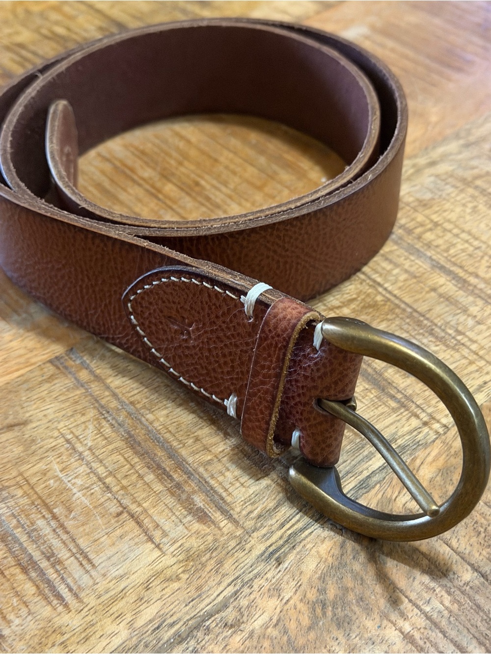 Frye Campus Genuine Textured Leather Honey Brown Belt, Size Medium 1.5” Wide Men